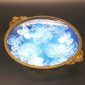 Leunox French Opalescent At Deco Centerpiece Bowl